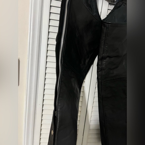 Interstate Leather Black Chaps Motorcycle Riding Pants Unisex XL - Picture 7 of 13